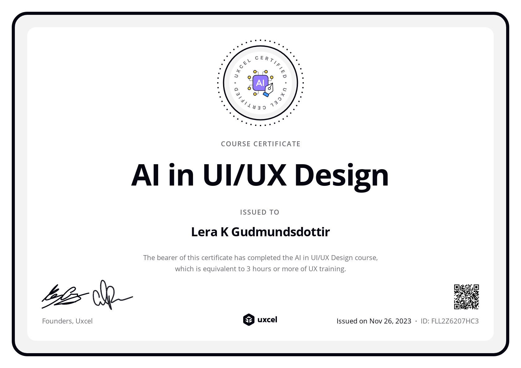 Lera's certificate